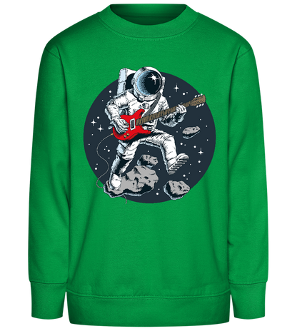 Astronaut Playing Guitar Design - Comfort Kids Sweater_MEADOW GREEN_front