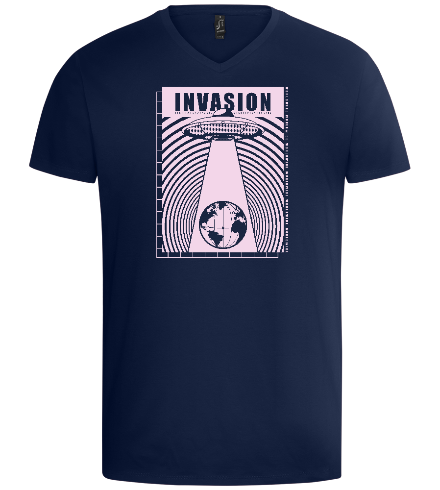 Invasion Ufo Design - Basic men's v-neck t-shirt_MARINE_front