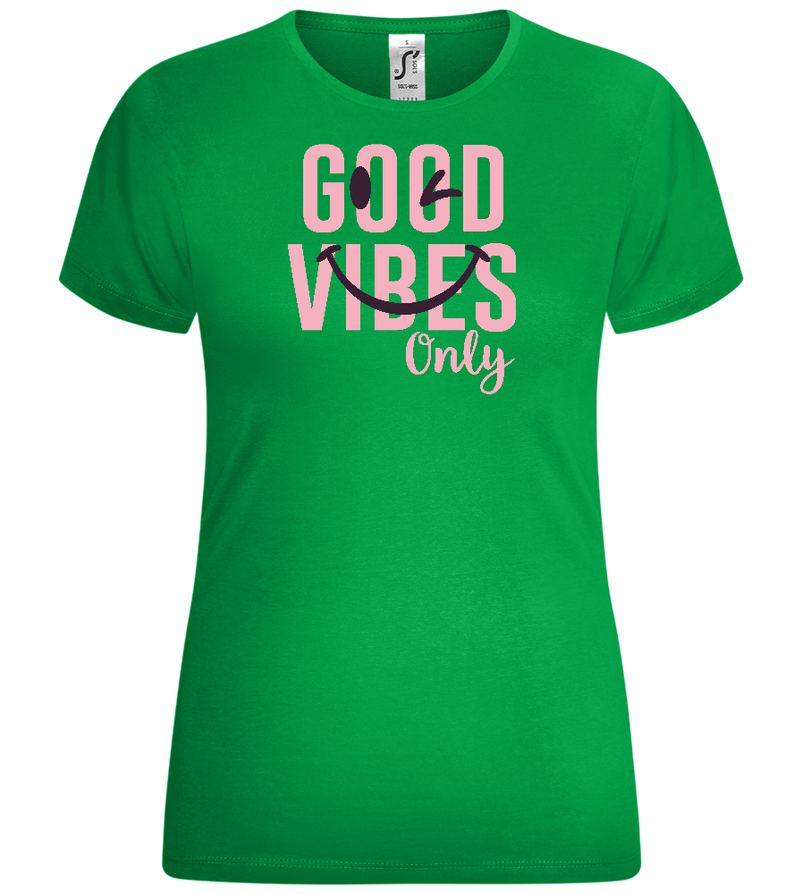 Good Vibes Only Smiley Design - Comfort women's t-shirt_MEADOW GREEN_front