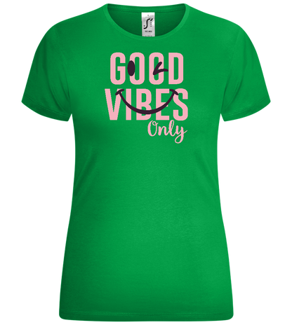 Good Vibes Only Smiley Design - Comfort women's t-shirt_MEADOW GREEN_front