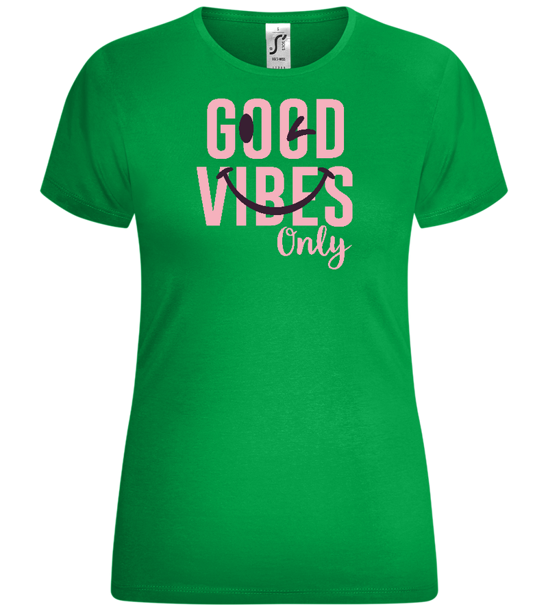 Good Vibes Only Smiley Design - Comfort women's t-shirt_MEADOW GREEN_front