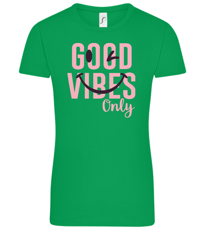 Good Vibes Only Smiley Design - Comfort women's t-shirt_MEADOW GREEN_front