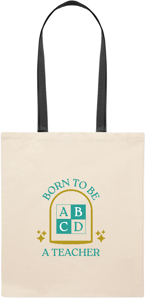 Born to be a Teacher Design - Essential colored handle tote bag_BLACK_front