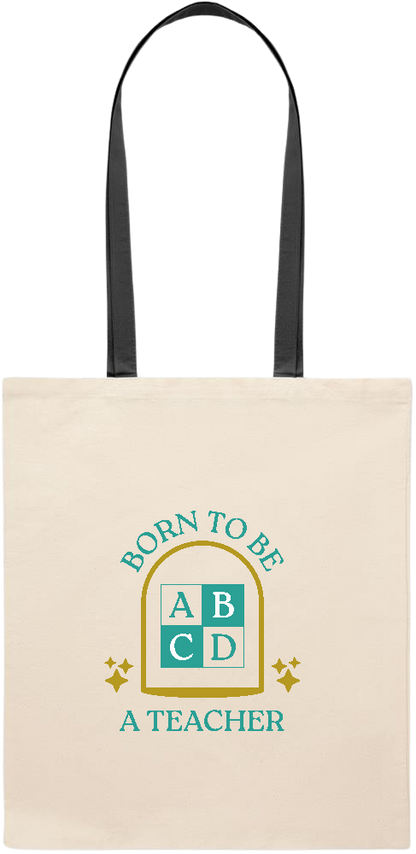 Born to be a Teacher Design - Essential colored handle tote bag_BLACK_front