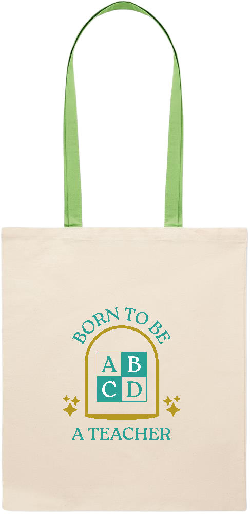 Born to be a Teacher Design - Essential colored handle tote bag_LIME_front