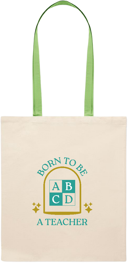 Born to be a Teacher Design - Essential colored handle tote bag_LIME_front