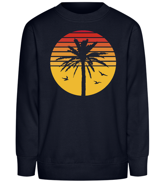 Palm Tree Sunset Design - Comfort Kids Sweater_FRENCH NAVY_front