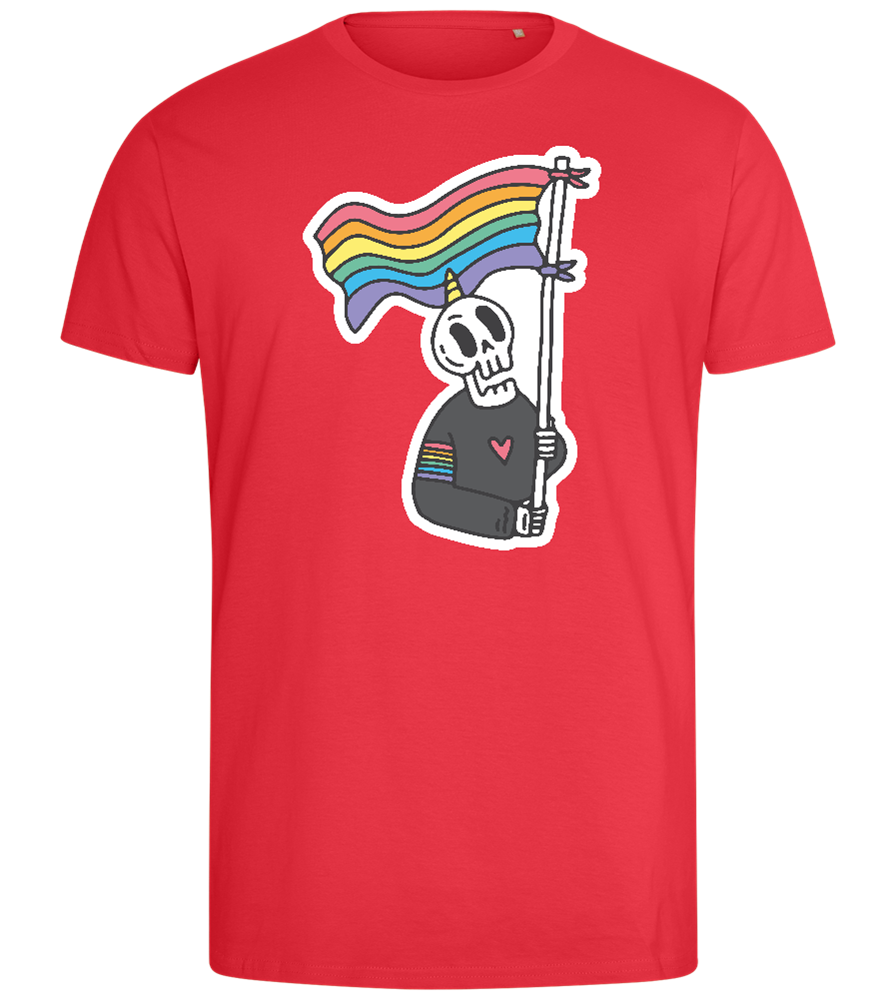 Rainbow Flag Skull Design - Comfort men's fitted t-shirt_BRIGHT RED_front