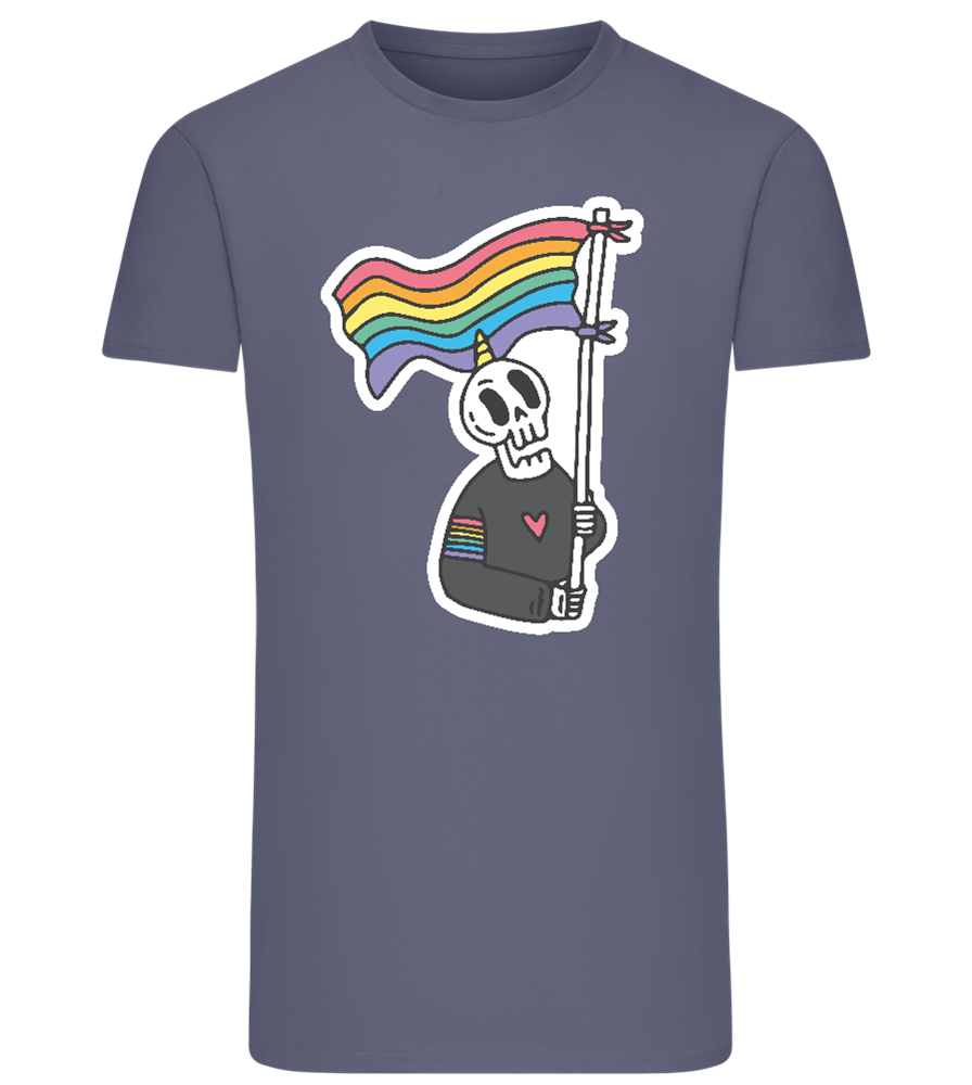 Rainbow Flag Skull Design - Comfort men's fitted t-shirt_DENIM_front