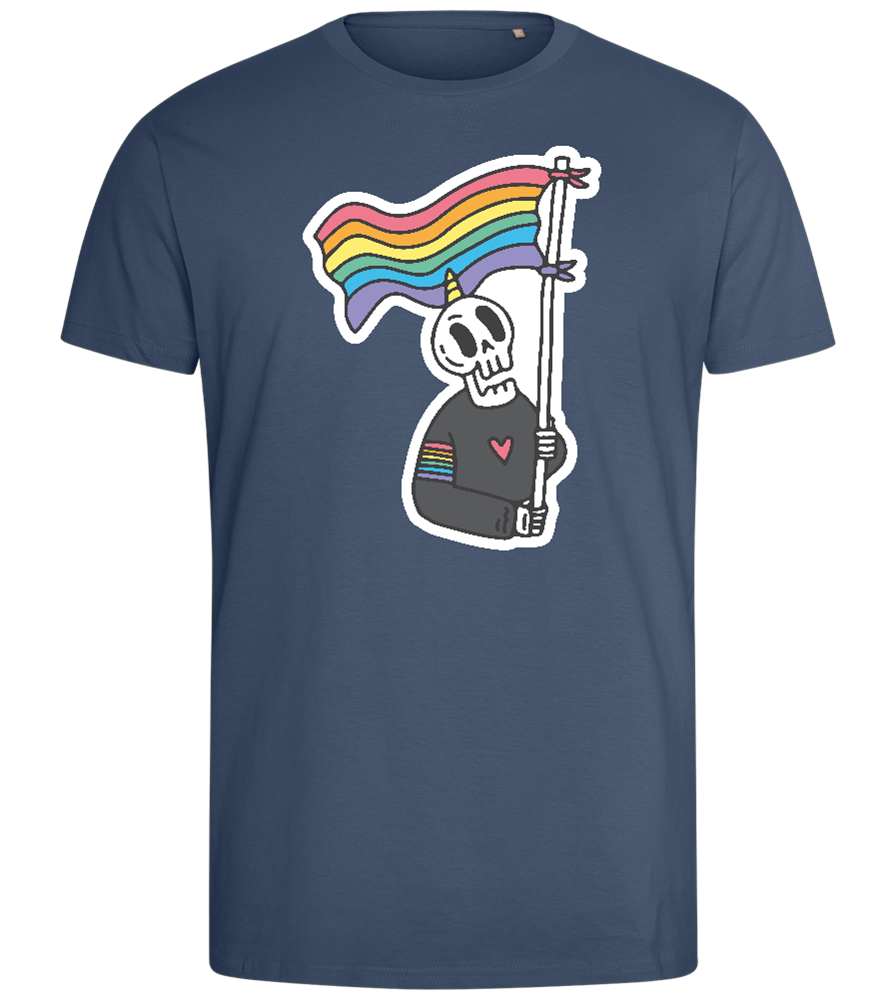 Rainbow Flag Skull Design - Comfort men's fitted t-shirt_DENIM_front