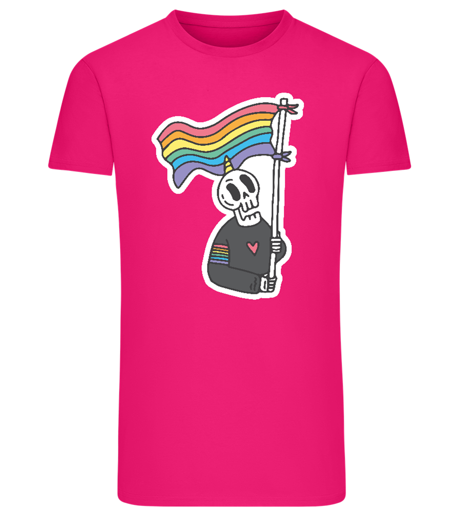 Rainbow Flag Skull Design - Comfort men's fitted t-shirt_FUCHSIA_front