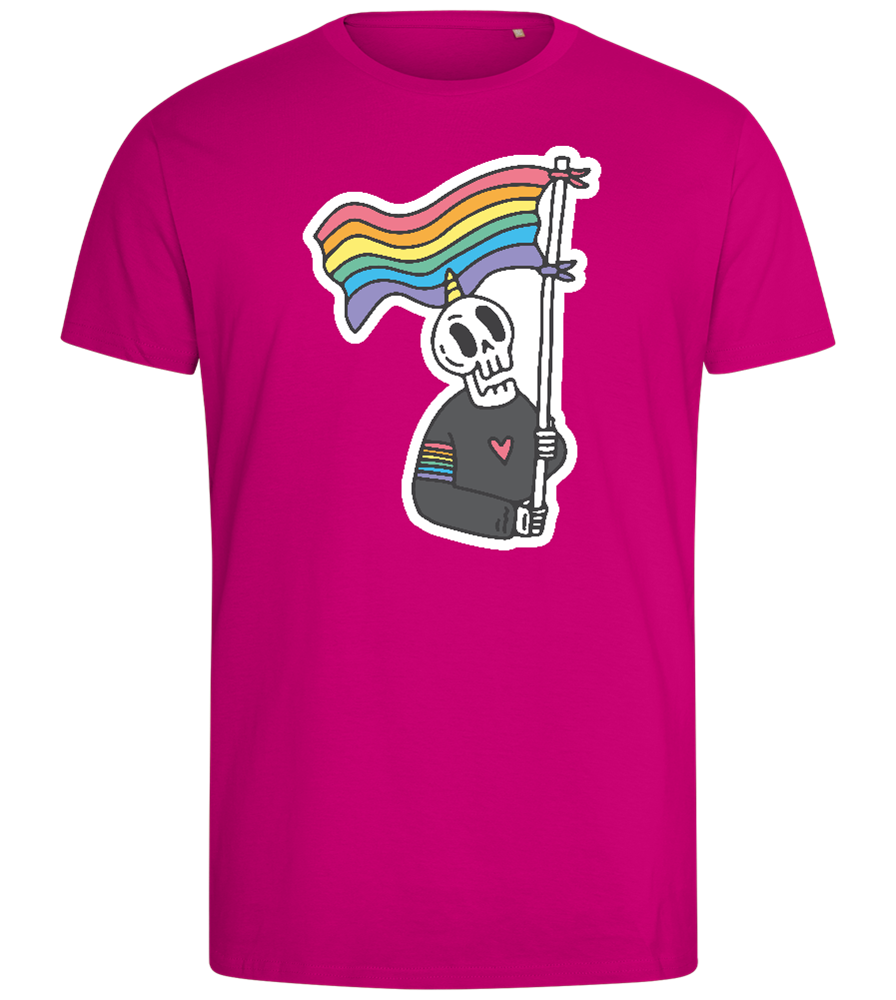 Rainbow Flag Skull Design - Comfort men's fitted t-shirt_FUCHSIA_front