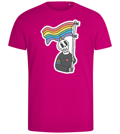 Rainbow Flag Skull Design - Comfort men's fitted t-shirt_FUCHSIA_front