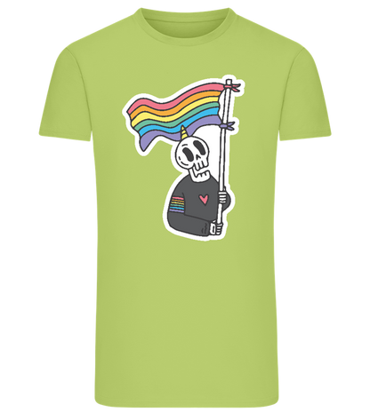 Rainbow Flag Skull Design - Comfort men's fitted t-shirt_GREEN APPLE_front