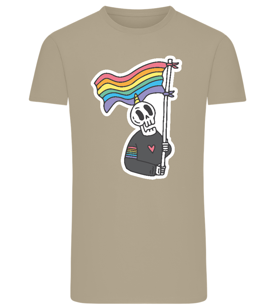 Rainbow Flag Skull Design - Comfort men's fitted t-shirt_KHAKI_front