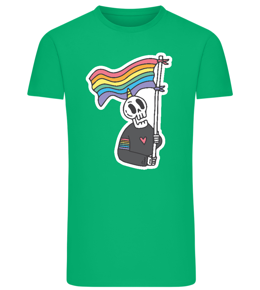 Rainbow Flag Skull Design - Comfort men's fitted t-shirt_MEADOW GREEN_front