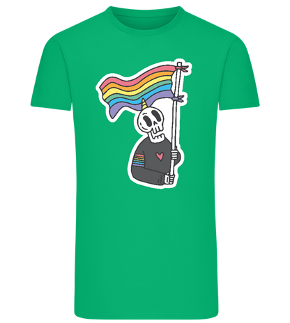 Rainbow Flag Skull Design - Comfort men's fitted t-shirt_MEADOW GREEN_front