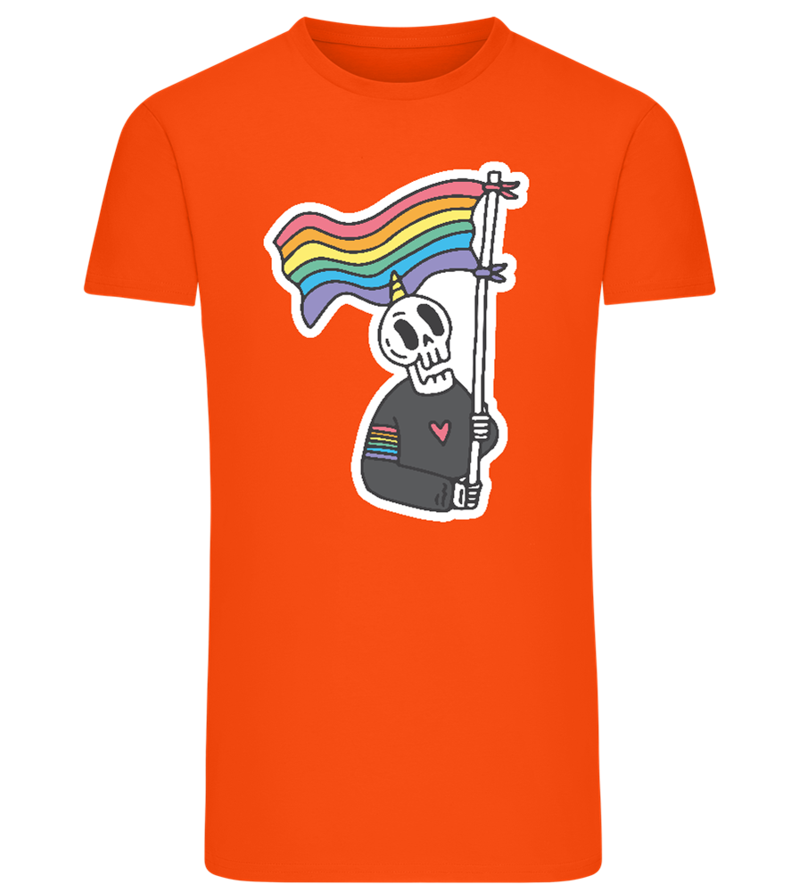 Rainbow Flag Skull Design - Comfort men's fitted t-shirt_ORANGE_front