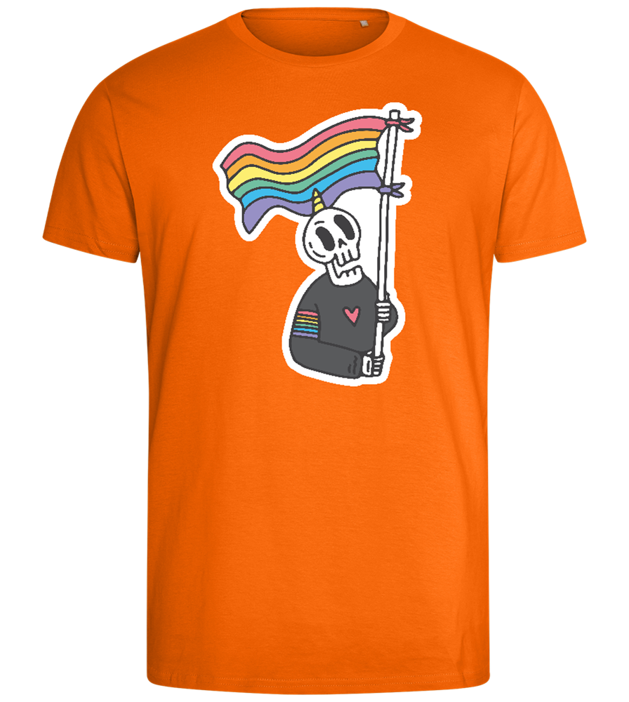 Rainbow Flag Skull Design - Comfort men's fitted t-shirt_ORANGE_front