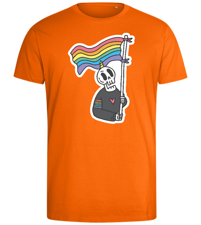 Rainbow Flag Skull Design - Comfort men's fitted t-shirt_ORANGE_front