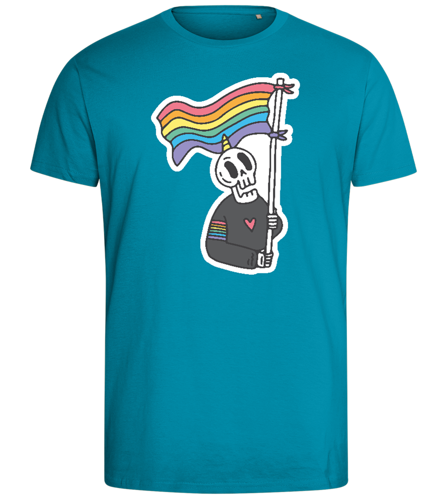 Rainbow Flag Skull Design - Comfort men's fitted t-shirt_TURQUOISE_front