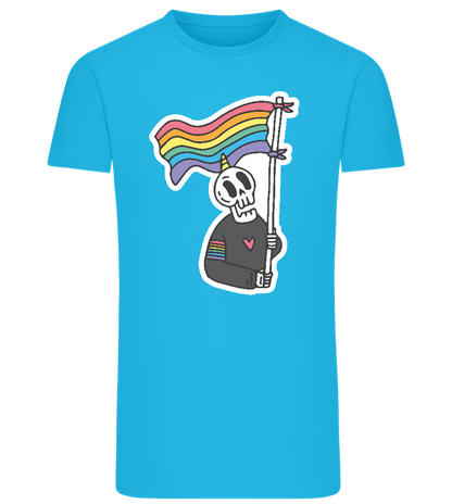 Rainbow Flag Skull Design - Comfort men's fitted t-shirt_TURQUOISE_front