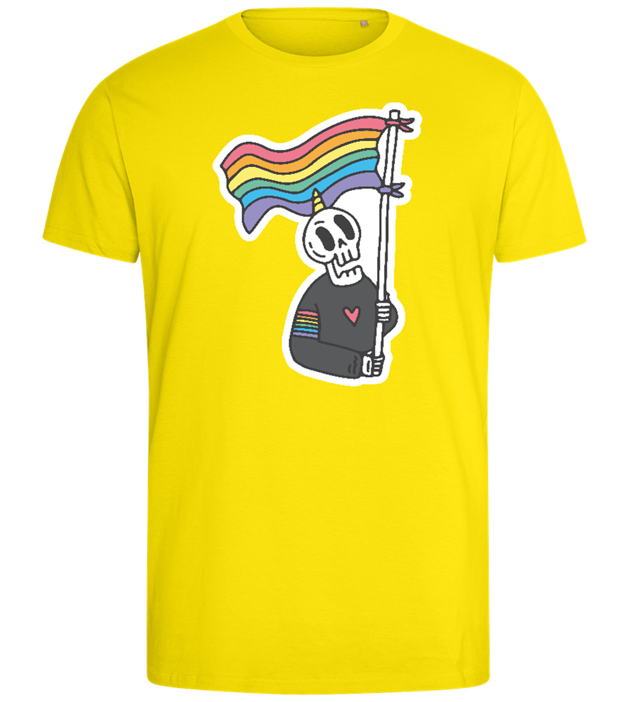 Rainbow Flag Skull Design - Comfort men's fitted t-shirt_YELLOW_front