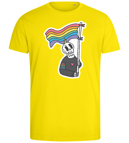 Rainbow Flag Skull Design - Comfort men's fitted t-shirt_YELLOW_front