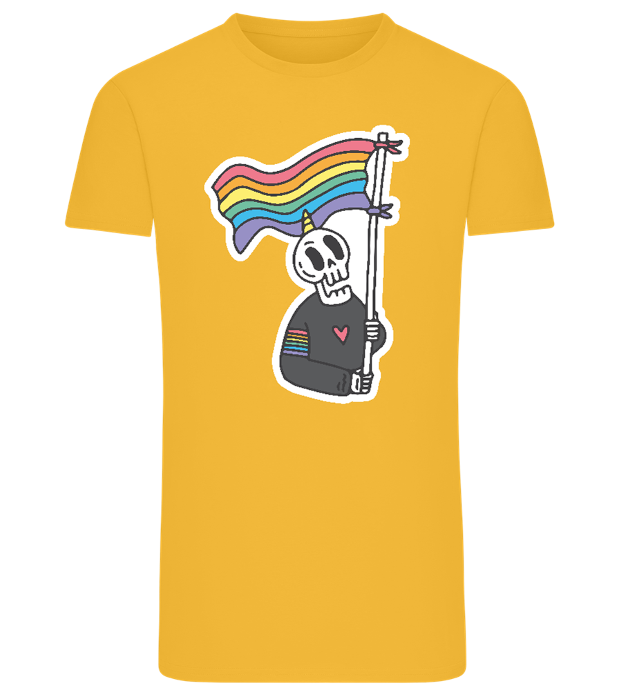 Rainbow Flag Skull Design - Comfort men's fitted t-shirt_YELLOW_front