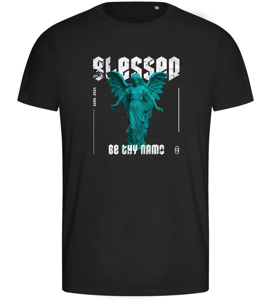 Blessed Angel Design - Basic men's fitted t-shirt_DEEP BLACK_front