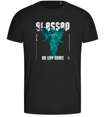 Blessed Angel Design - Basic men's fitted t-shirt_DEEP BLACK_front