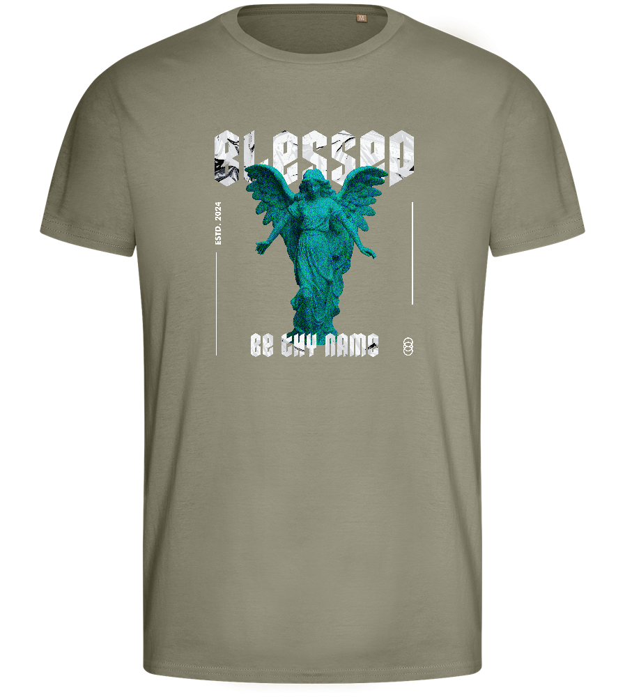 Blessed Angel Design - Basic men's fitted t-shirt_KHAKI_front