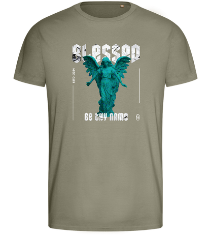 Blessed Angel Design - Basic men's fitted t-shirt_KHAKI_front