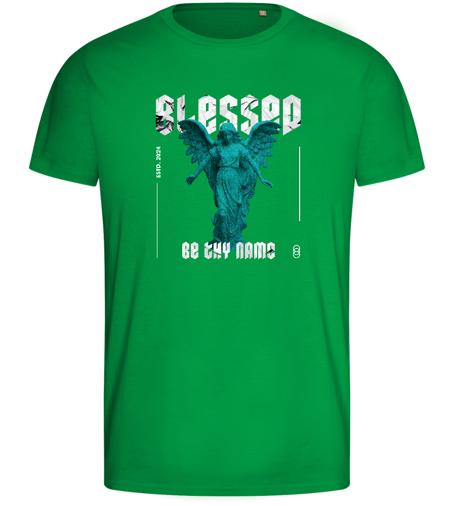 Blessed Angel Design - Basic men's fitted t-shirt_MEADOW GREEN_front