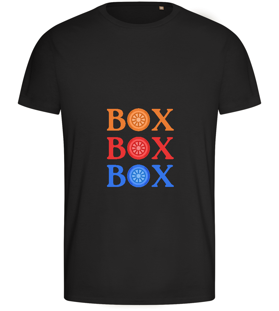 Box Box Box Design - Basic men's fitted t-shirt_DEEP BLACK_front