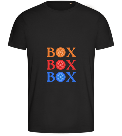 Box Box Box Design - Basic men's fitted t-shirt_DEEP BLACK_front