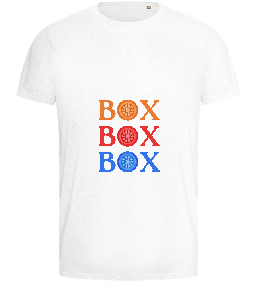 Box Box Box Design - Basic men's fitted t-shirt_WHITE_front