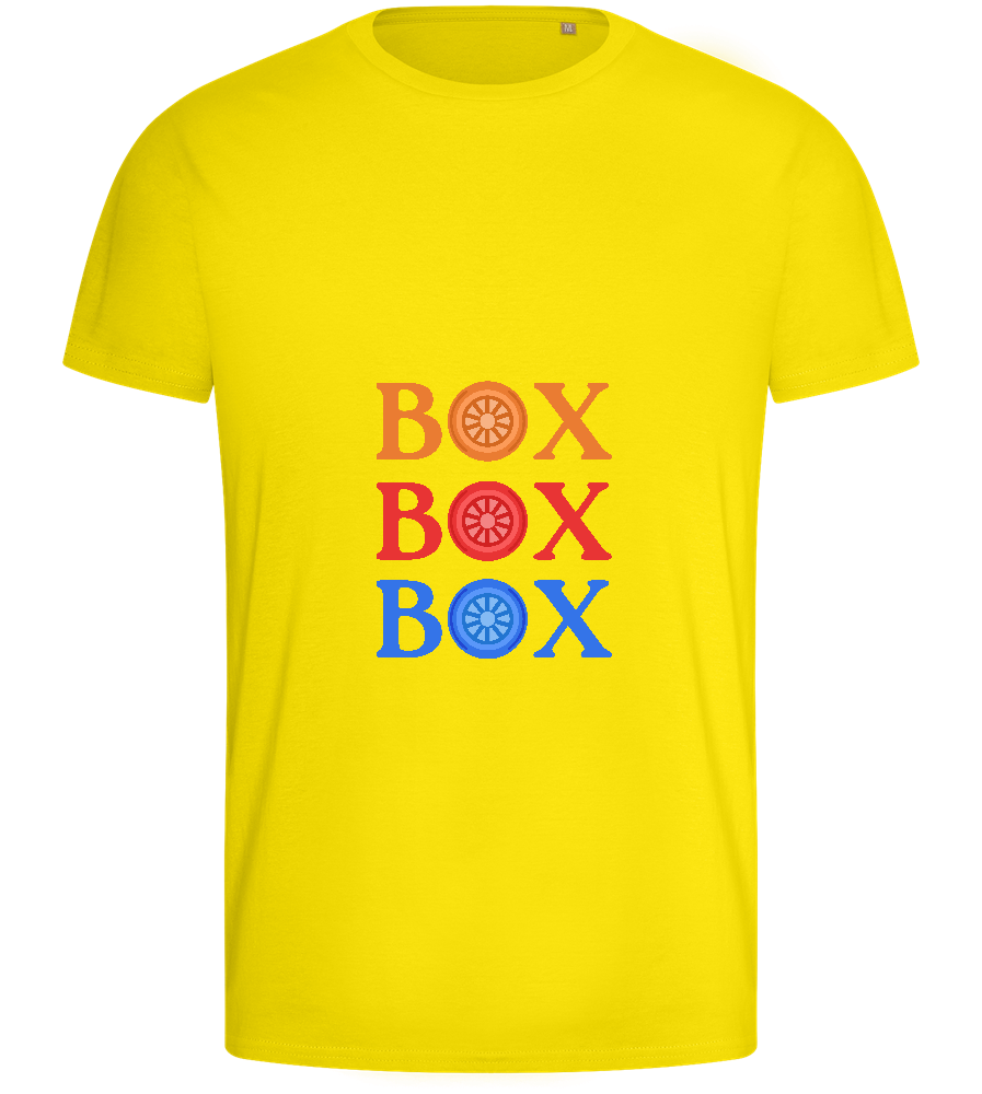 Box Box Box Design - Basic men's fitted t-shirt_YELLOW_front