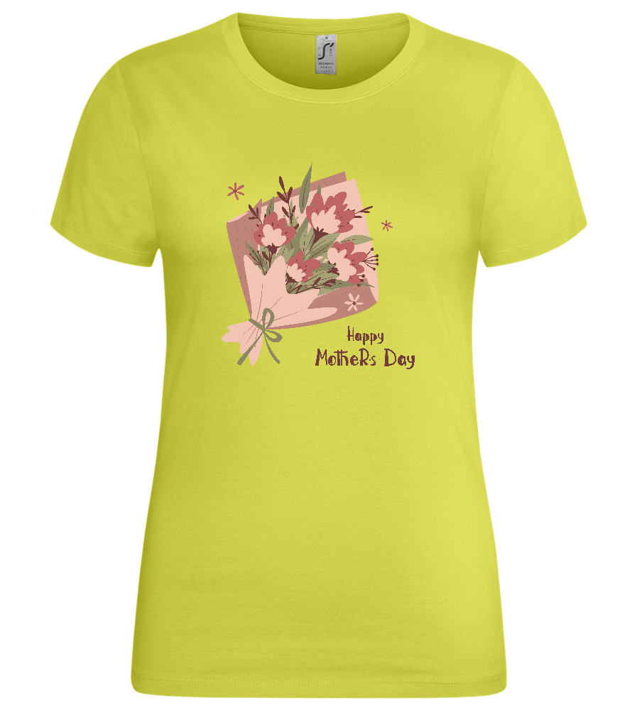 Mother's Day Flower Bouquet Design - Premium women's t-shirt_GREEN APPLE_front