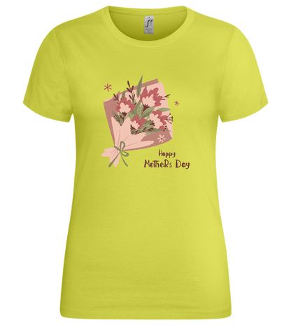 Mother's Day Flower Bouquet Design - Premium women's t-shirt_GREEN APPLE_front