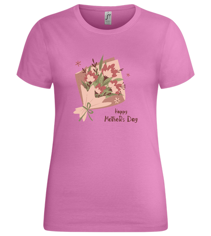 Mother's Day Flower Bouquet Design - Premium women's t-shirt_PINK ORCHID_front