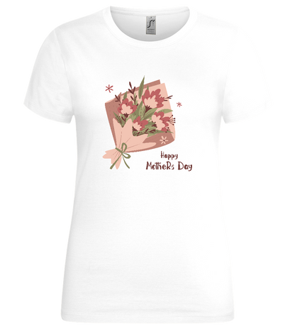 Mother's Day Flower Bouquet Design - Premium women's t-shirt_WHITE_front