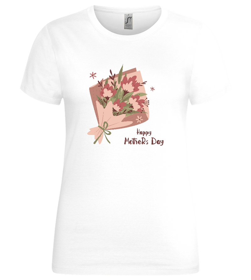 Mother's Day Flower Bouquet Design - Premium women's t-shirt_WHITE_front