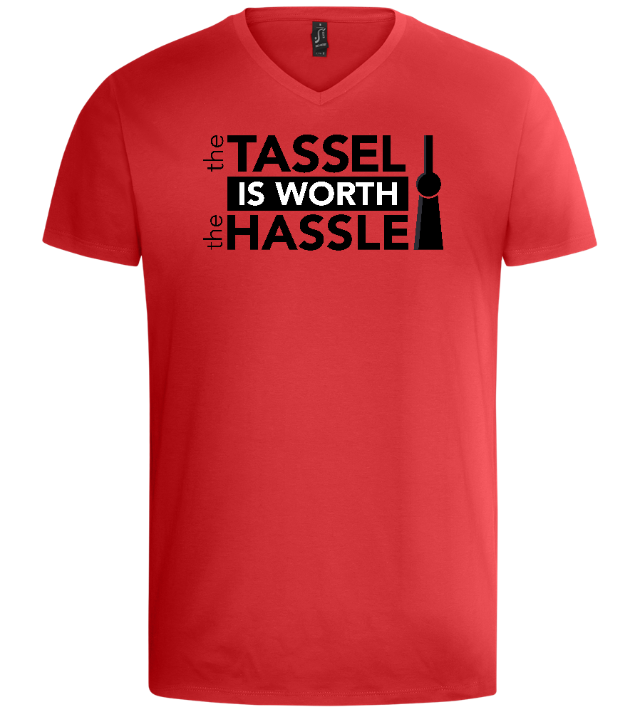 Worth The Hassle Design - Basic men's v-neck t-shirt_RED_front