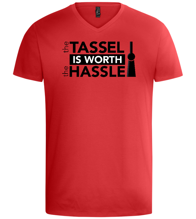 Worth The Hassle Design - Basic men's v-neck t-shirt_RED_front