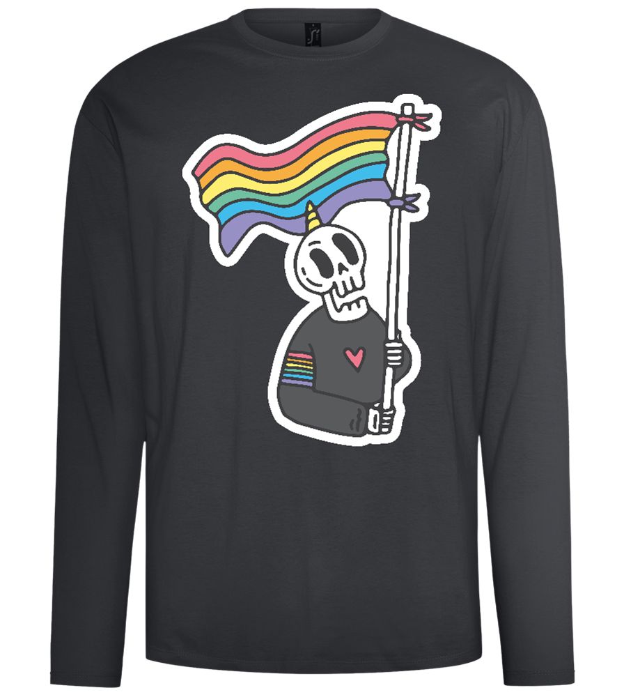 Rainbow Flag Skull Design - Comfort men's long sleeve t-shirt_DARK GRAY_front