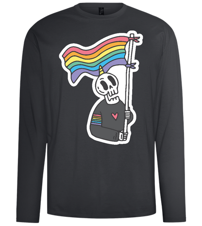 Rainbow Flag Skull Design - Comfort men's long sleeve t-shirt_DARK GRAY_front