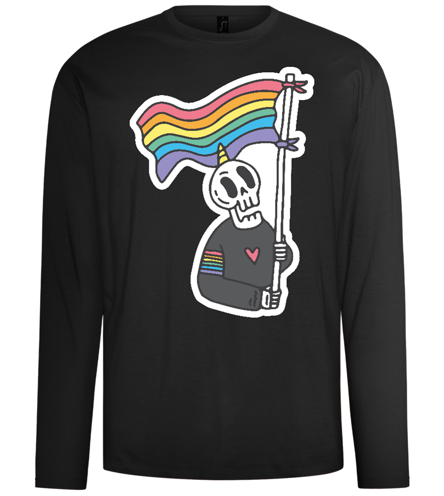 Rainbow Flag Skull Design - Comfort men's long sleeve t-shirt_DEEP BLACK_front