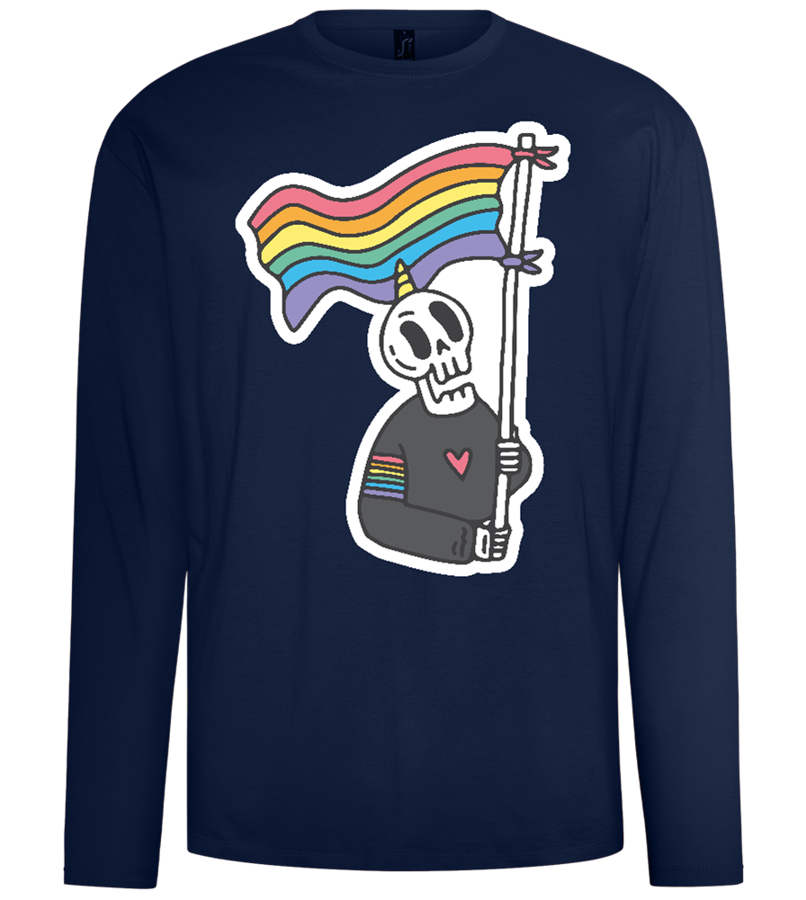 Rainbow Flag Skull Design - Comfort men's long sleeve t-shirt_MARINE_front