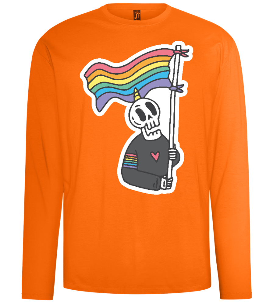 Rainbow Flag Skull Design - Comfort men's long sleeve t-shirt_ORANGE_front